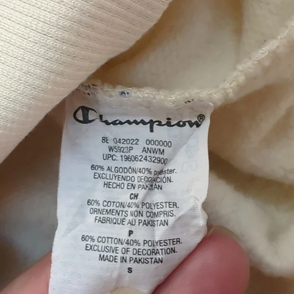 Champion, multicolor logo cream Color hoodie, SM - Picture 8 of 8